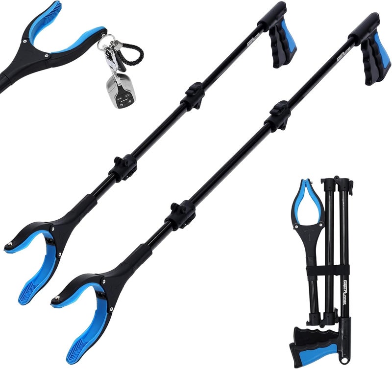 GrabRunner 38 Inch & 44 Inch Extra Long Grabber Reacher Tool Set – Extendable Reacher Grabber Pickup Tools for Seniors, Disabled and Hard-to-Reach Areas, Ergonomic Grip & Lightweight Design（Blue） - Image 1